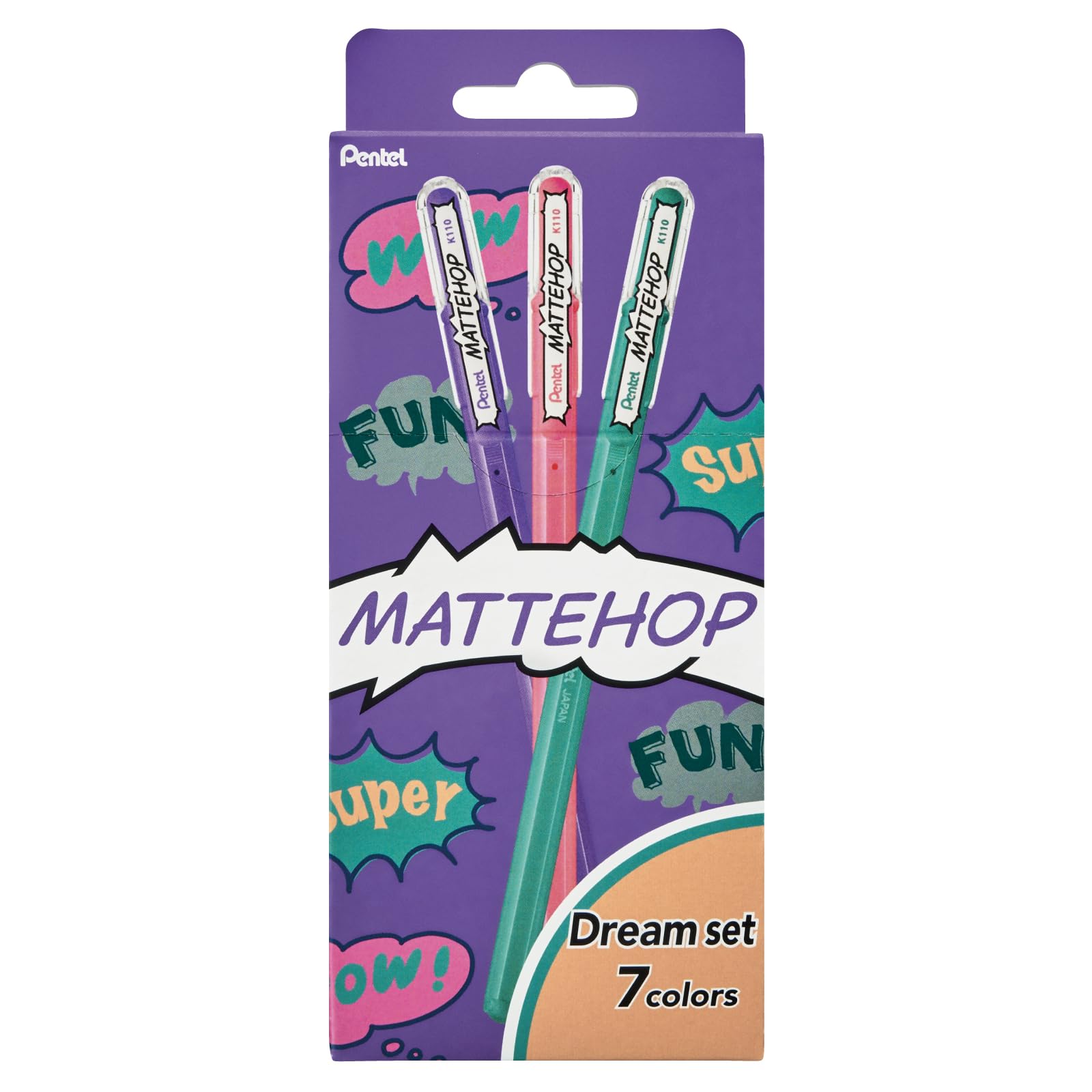 ぺんてる マットホップ 7色セット — くすみ色のゲルインク